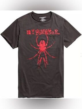 Hot Topic My Chemical Romance Slider Logo Faded Pocket T-Shirt Sz Medium Brown